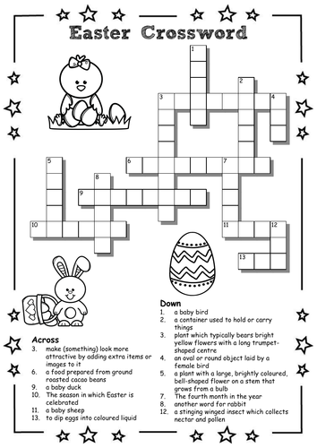 Easter colour-in crossword with answers | Teaching Resources