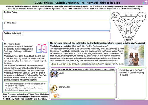 The Trinity and Trinity in the Bible Worksheet