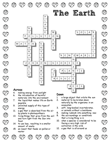 Earth Day Activity Science Crossword Puzzle: Environment Reduce Reuse ...