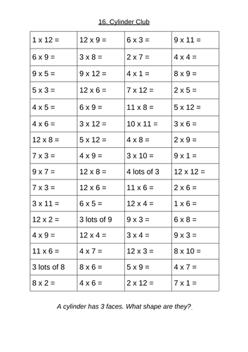 Maths Times Table Tests / Clubs - Complete Scheme - Tables Clubs ...