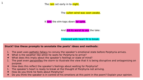 Porphyria's Lover lesson | Teaching Resources