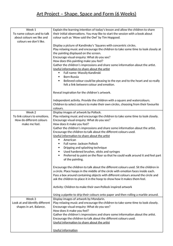 KS1 Art Shape Form and Space ( 6 week programme) | Teaching Resources