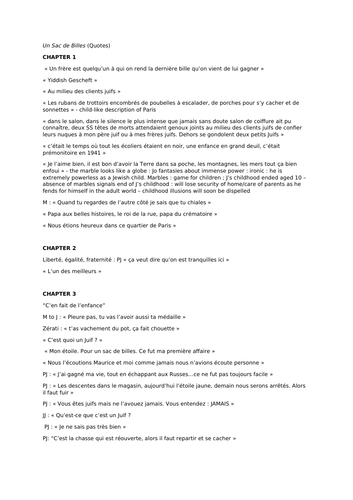 Un Sac de Billes French A-Level Extensive Revision Notes | Teaching ...