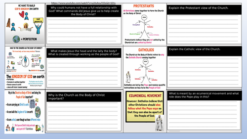 Edexcel RC GCSE Church as the Body of Christ Work and answer sheet ...