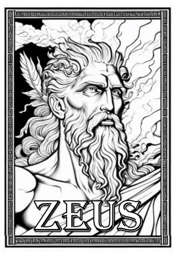 Ancient Greek / Greece Gods Colouring / Coloring Pages / Sheets Mindfulness A4 Printable Zeus ...