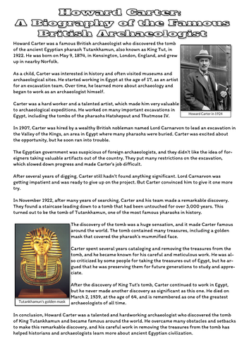 primary homework help howard carter