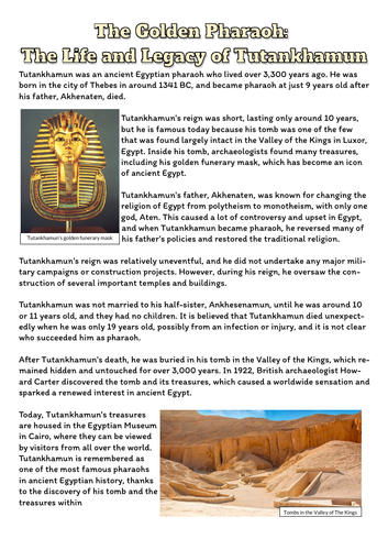 Tutankhamun Biographies | Teaching Resources