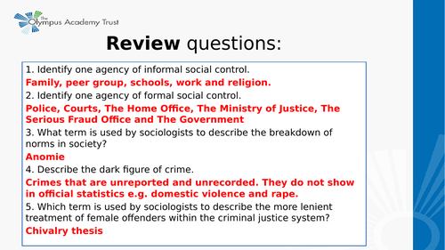 GCSE Sociology AQA Crime and Deviance unit | Teaching Resources