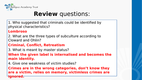 GCSE Sociology AQA Crime and Deviance unit | Teaching Resources