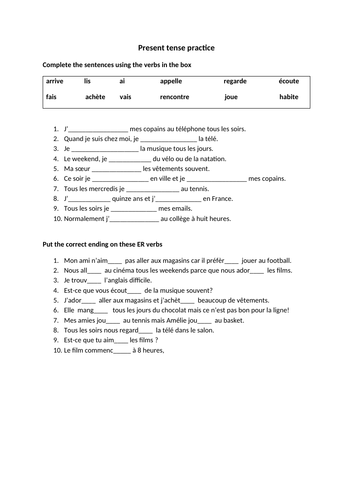 French present tense practice