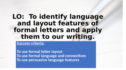 Formal letter writing- a letter of job application | Teaching Resources