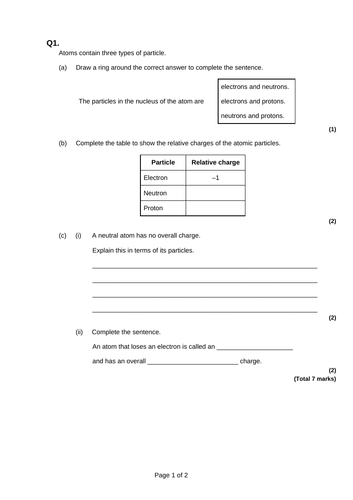 Physics - Atoms and Isotopes | Teaching Resources