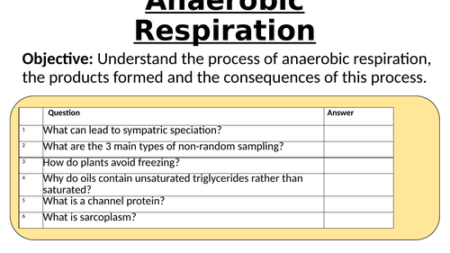 OCR Biology A 5.2.2 Respiration | Teaching Resources