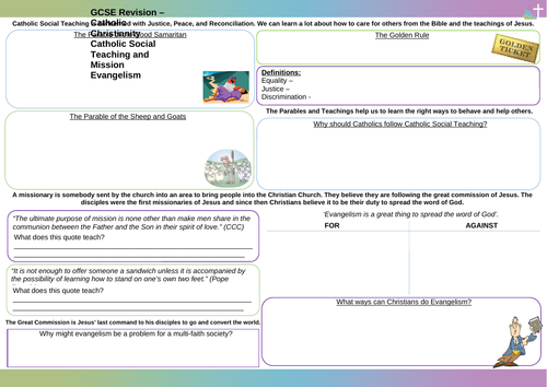 Catholic Social Teaching and Evangelism Worksheet