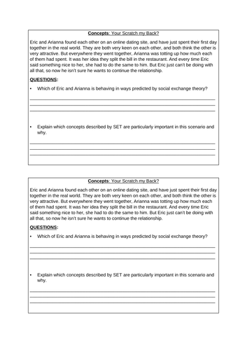 A-Level Psychology - SOCIAL EXCHANGE THEORY [Relationships Topic ...