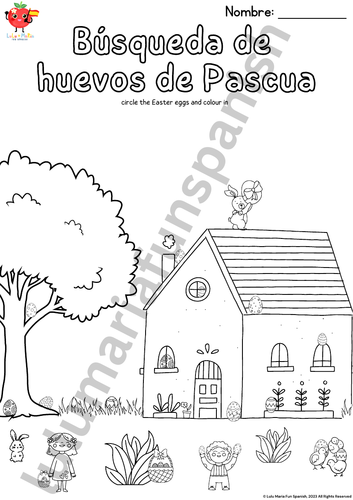 Spanish Pascua Easter Flashcards Colouring in Worksheets for