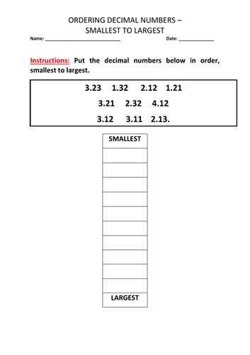 Ordering decimal numbers | Teaching Resources