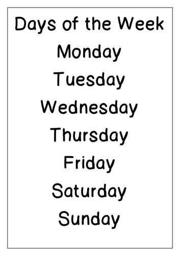 Days of the week worksheets | Teaching Resources