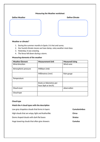 GCSE Geography:Measuring Weather&Climate | Teaching Resources