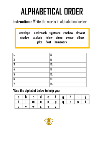 Alphabetical Order Activities | Teaching Resources