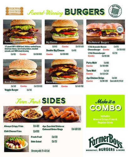 Farmer boys on sale menu prices