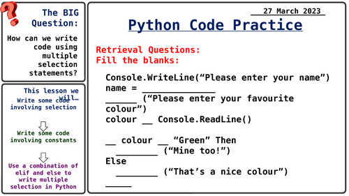 GCSE AQA Exam style Python Question 3 | Teaching Resources