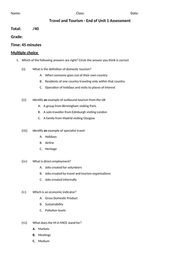 igcse travel and tourism coursework