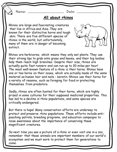 English Reading Comprehensions - Animal Non-fiction worksheets with ...