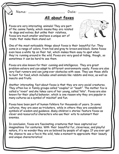English Reading Comprehensions - Animal Non-fiction worksheets with ...