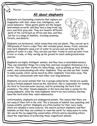 English Reading Comprehensions - Animal Non-fiction worksheets with ...