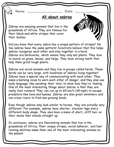 English Reading Comprehensions - Animal Non-fiction worksheets with ...