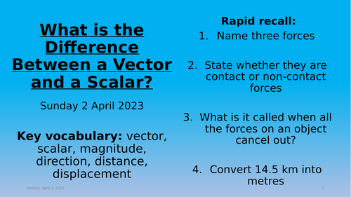 Physics Scalars And Vectors Teaching Resources