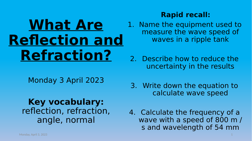 Physics - Reflection and Refraction | Teaching Resources