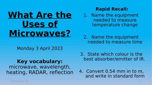 Physics - Microwaves | Teaching Resources