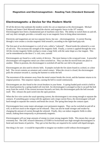 Physics - Uses of Electromagnets | Teaching Resources