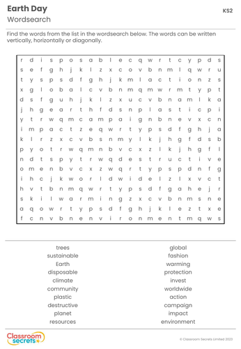 KS2 Earth Day Wordsearch | Teaching Resources