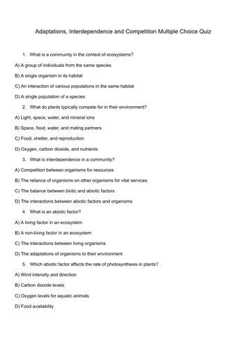 Biology Comprehensive Multiple Choice Quizzes AQA GCSE | Teaching Resources