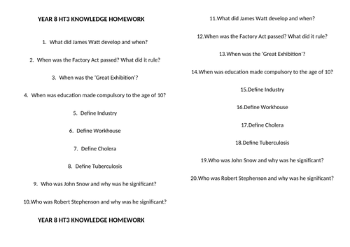 KS3 History - Entire SOW Industrial Revolution and Jack the Ripper ...