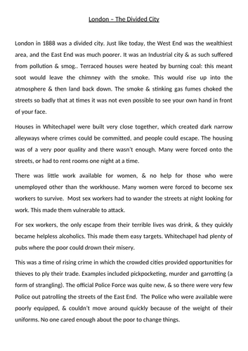 KS3 History - Entire SOW Industrial Revolution and Jack the Ripper ...