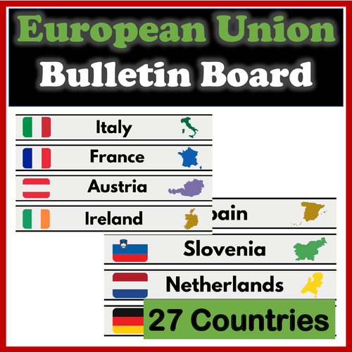 Countries of Europe - Classroom Posters, Word Walls,Flag Cards,with Map and  Flag