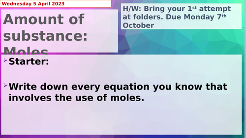 AQA Chemistry A Level Amount of Substance