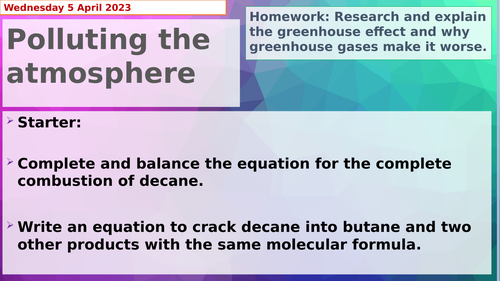 AQA Chemistry A Level Alkanes