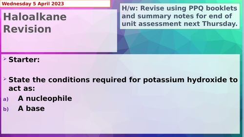 AQA Chemistry A Level Haloalkanes