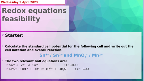 AQA Chemistry A Level Electrode Potentials