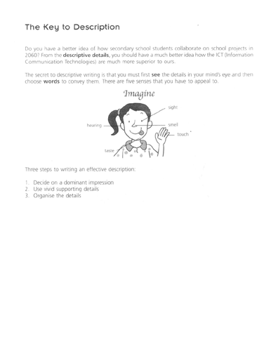 Descriptive writing tips and sample questions | Teaching Resources