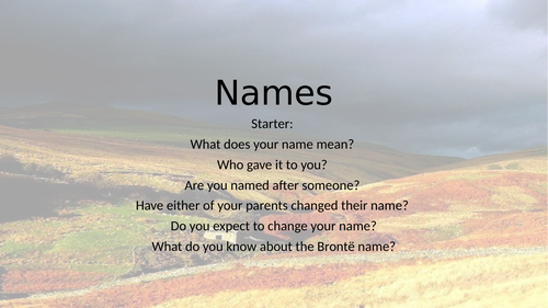 Lesson 14 names in Wuthering Heights