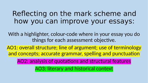 Lesson on self assessment and reflection Edexcel other drama essay