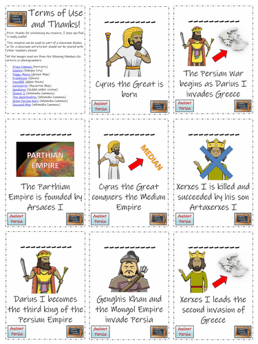 Ancient Persia Timeline Display Research and Sorting Activity ...