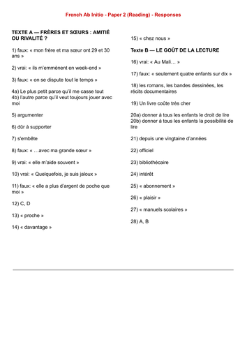 french-ab-initio-paper-2-reading-teaching-resources