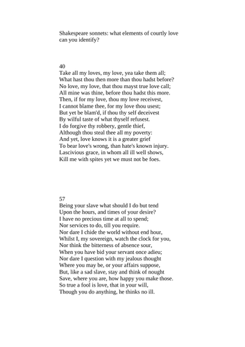 courtly love sonnets L3 Romeo